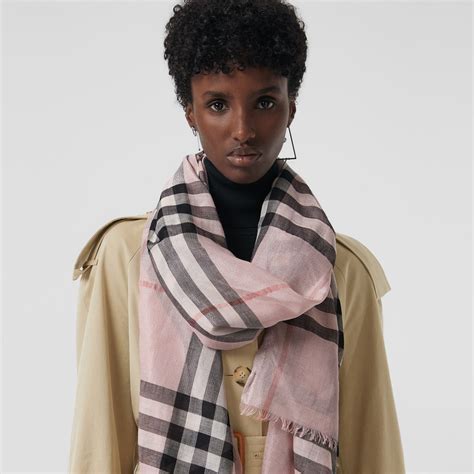 burberry check wool and silk scarf ash rose